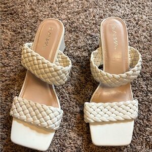 Anna Cream Woven Sandals Modern Minimalist Design